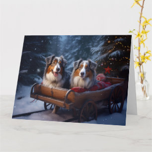 Australischer Schäferhund Schneebedeckter Schlitte Karte