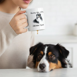 Australischer Schäferhund Schwarz Aquarell persona Kaffeetasse