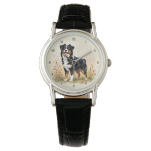 Australischer Schäferhund Schwarz Tricolor Aussie Armbanduhr