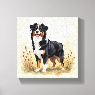 Australischer Schäferhund Schwarz Tricolor Aussie Leinwanddruck