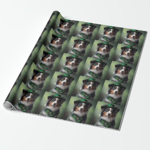 Australischer Schäferhund St. Patrick Geschenkpapier
