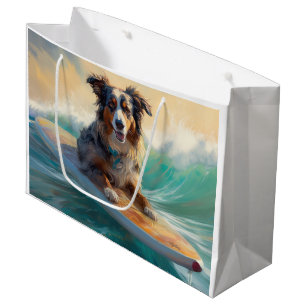 Australischer Schäferhund Strand Surfen Malerei Große Geschenktüte