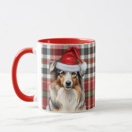 Australischer Schäferhund und Karierte Tasse zu We