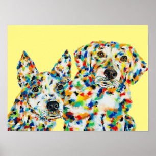 Australischer Schäferhund und Plott Hound Poster