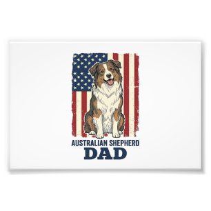Australischer Schäferhund Vater Patriotisch Retro Fotodruck
