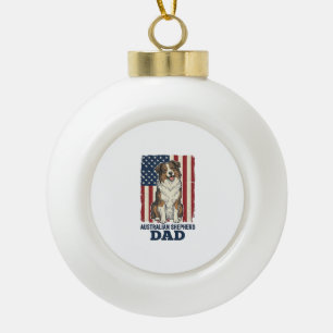Australischer Schäferhund Vater Patriotisch Retro  Keramik Kugel-Ornament