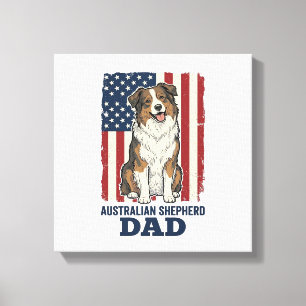 Australischer Schäferhund Vater Patriotisch Retro Leinwanddruck