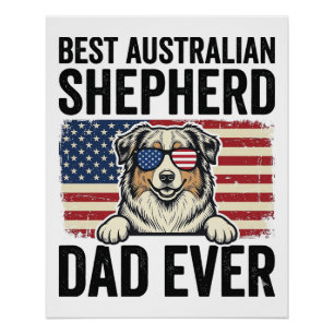 Australischer Schäferhund Vater Patriotisch Vintag Poster