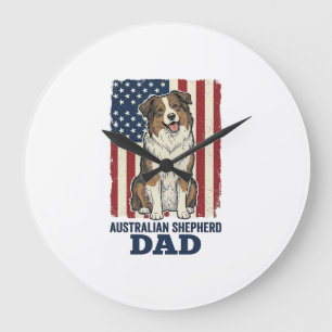 Australischer Schäferhund-Vater Patriotisches Vint Große Wanduhr