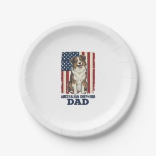 Australischer Schäferhund Vater Patriotisches Vint Pappteller