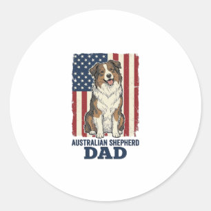 Australischer Schäferhund Vater Patriotisches Vint Runder Aufkleber