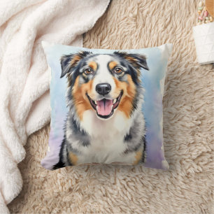 Australischer Schäferhund Wasserfarbe-Splash-Kunst Kissen
