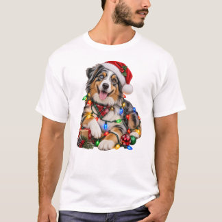 Australischer Schäferhund Weihnachten umwickelt mi T-Shirt