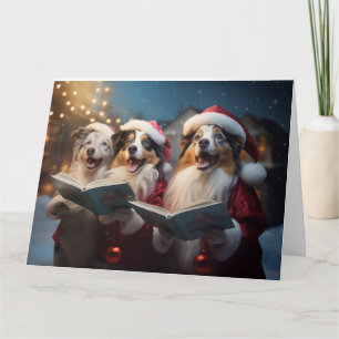 Australischer Schäferhund Weihnachts-Carolers Fun Karte