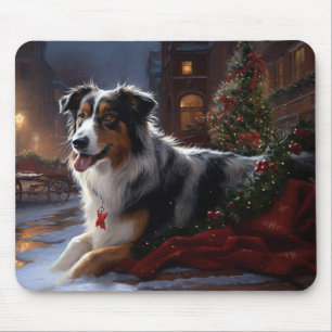 Australischer Schäferhund Weihnachtsfestzeit Mousepad