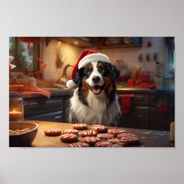 Australischer Schäferhund Weihnachtskekse Urlaub Poster (Vorne)