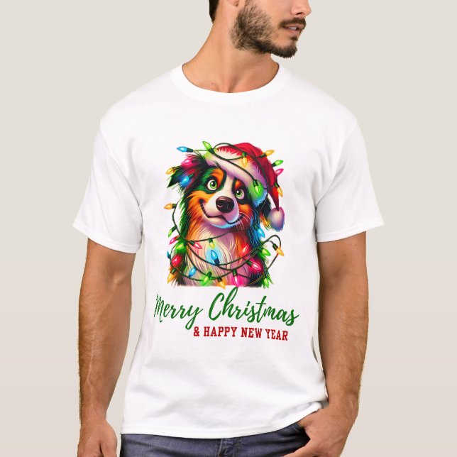 Australischer Schäferhund Weihnachtsmärchen geschn T-Shirt (Vorderseite)