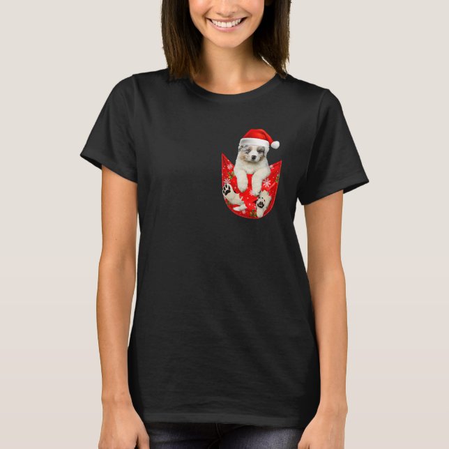 Australischer Schäferhund Weihnachtspocket für Hun T-Shirt (Vorderseite)