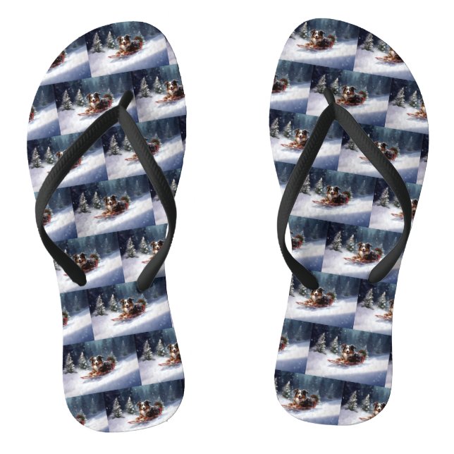 Australischer Schäferhund Weihnachtsschnee im Wint Flip Flops (Fußbett)