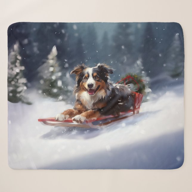 Australischer Schäferhund Weihnachtsschnee im Wint Sherpadecke (Vorderseite (Horizontal))