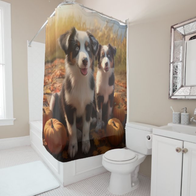 Australischer Schäferhund Welpe Autumn Delight Pum Duschvorhang (Beispiel)