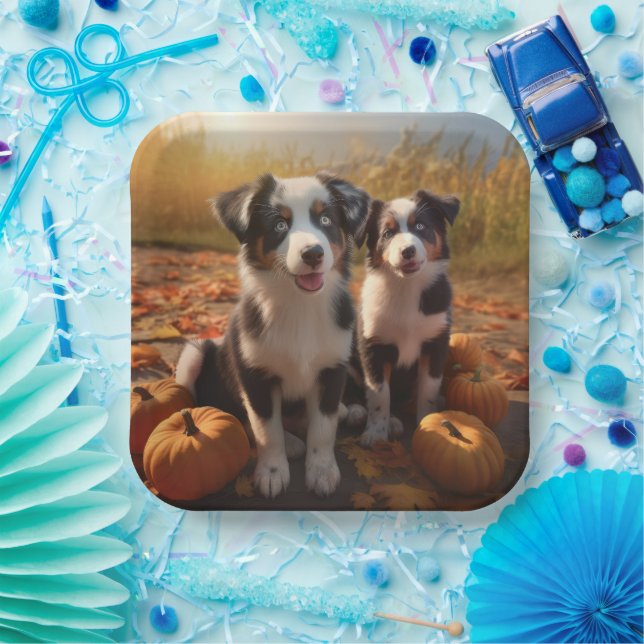 Australischer Schäferhund Welpe Autumn Delight Pum Pappteller (Party)