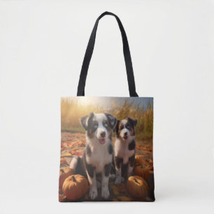 Australischer Schäferhund-Welpe Herbstfreude Kürbi Tasche