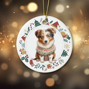 Australischer Schäferhund Welppy Winter Sweater We Keramik Ornament