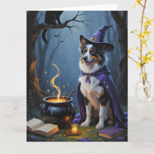 Australischer Schäferhund Whimsical Halloween Male Karte