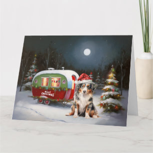 Australischer Schäferhund-Wohnwagen-Weihnachtsaben Karte