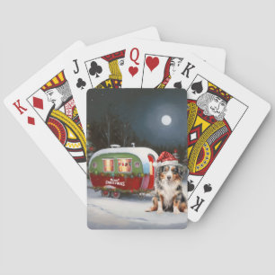Australischer Schäferhund-Wohnwagen-Weihnachtsaben Spielkarten