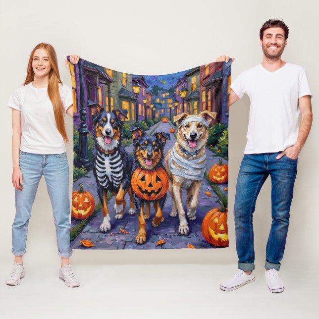 Australischer Schäfertrick-oder-Treating zu Hallow Fleecedecke (Beispiel)