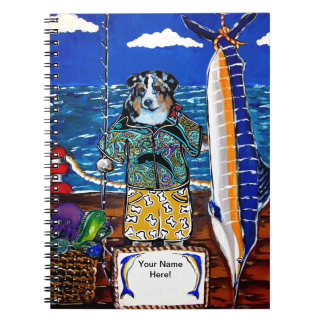 Australischer Schepherd Marlin Fishing Notizblock (Vorderseite)