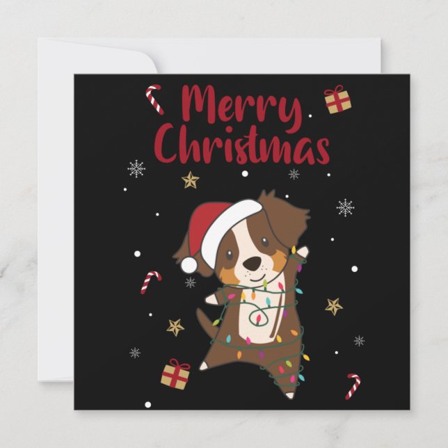 Australischer Shepherd Frohe Weihnachts Winter Inv Einladung (Vorderseite)