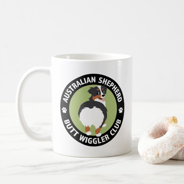 Australischer Shepherd Hintern Wiggler Club Kaffeetasse (Mit Donut)