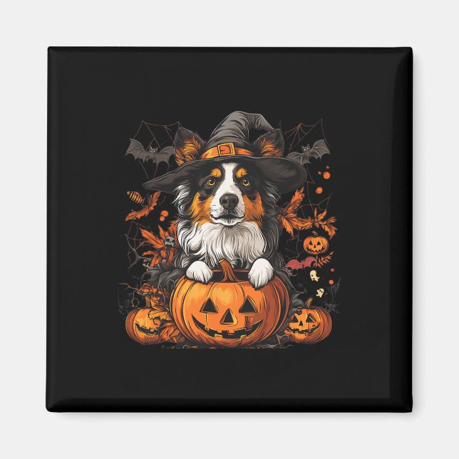Australischer Shepherd Pumpkin Halloween-Erntedank Magnet (Vorne)