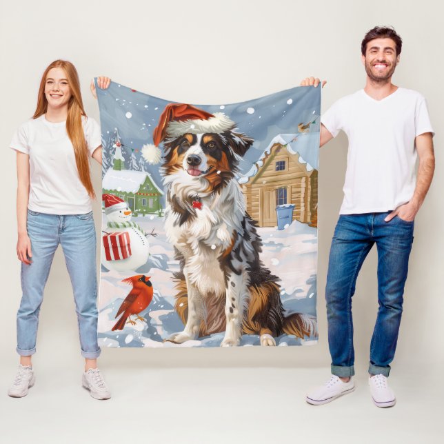 Australischer Shepherd Winter Wonderland Weihnacht Fleecedecke (Beispiel)