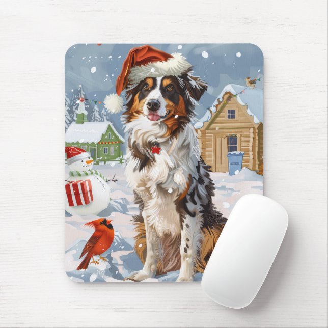 Australischer Shepherd Winter Wonderland Weihnacht Mousepad (Mit Mouse)