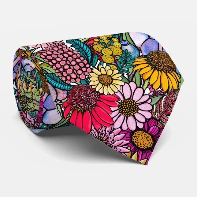Australischer Sommer-Wildblume-Garten Krawatte (Gerollt)