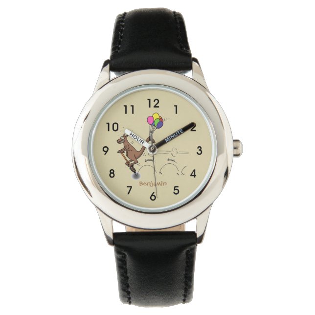 Australischer Spaß Kangaroo Cartoon Illustration Armbanduhr (Vorderseite)