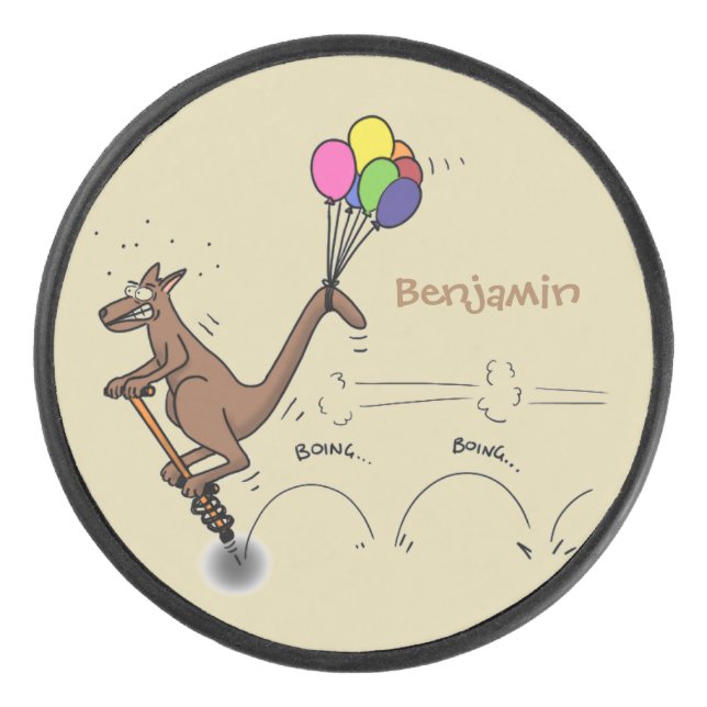 Australischer Spaß Kangaroo Cartoon Illustration Eishockey Puck (Vorderseite)