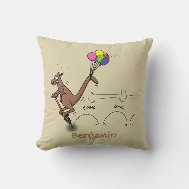 Australischer Spaß Kangaroo Cartoon Illustration Kissen (Vorderseite)
