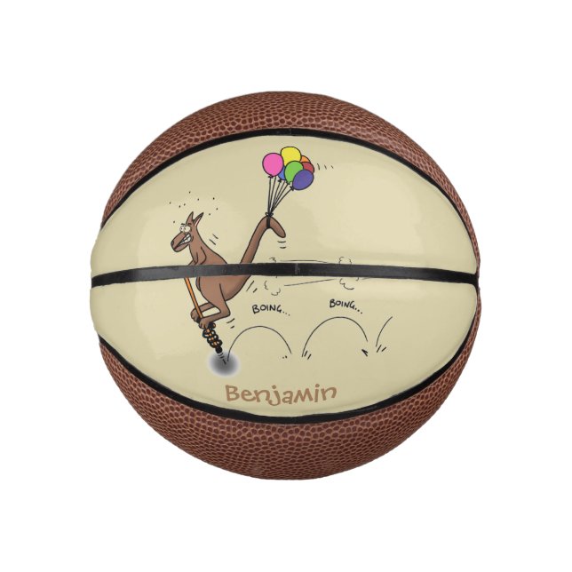 Australischer Spaß Kangaroo Cartoon Illustration Mini Basketball (Vorderseite)