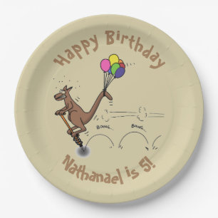 Australischer Spaß Kangaroo Cartoon Illustration Pappteller