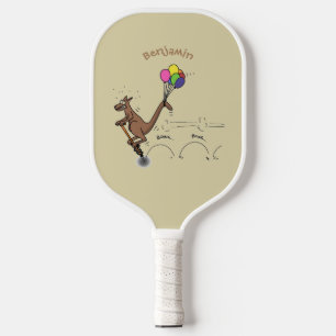 Australischer Spaß Kangaroo Cartoon Illustration Pickleball Schläger