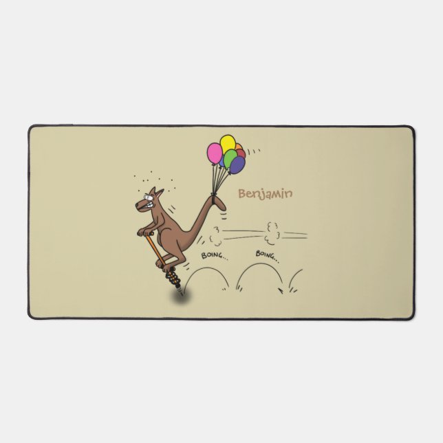 Australischer Spaß Kangaroo Cartoon Illustration Schreibtischunterlage (Vorderseite)