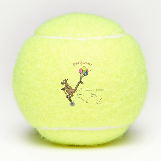 Australischer Spaß Kangaroo Cartoon Illustration Tennisbälle (Vorderseite)