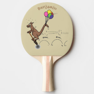 Australischer Spaß Kangaroo Cartoon Illustration Tischtennis Schläger