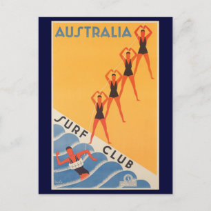 Australischer Surfclub-Vintage-Plakat Postkarte