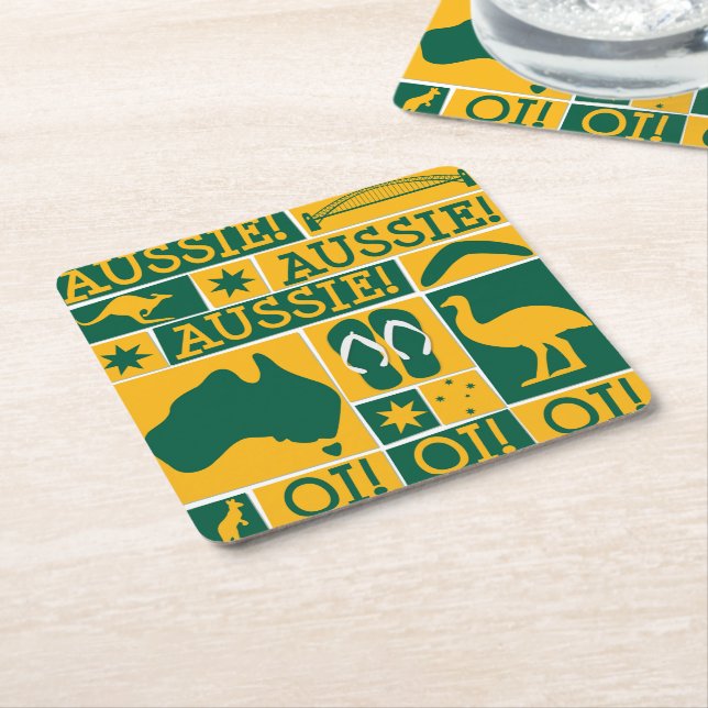 Australischer Tag Rechteckiger Pappuntersetzer (angewinkelt)